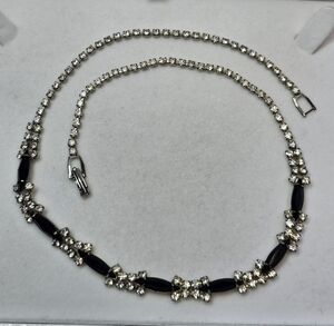 Silver Crystal and Black Rhinestone Women's Necklace